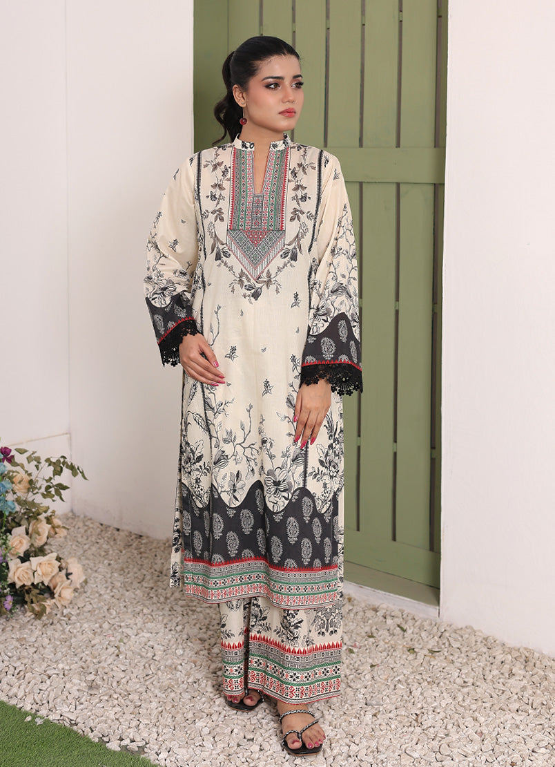 Whimsical Garden By Ahlam Stitched Summer Co-Ords Suit-Midnight Elegance
