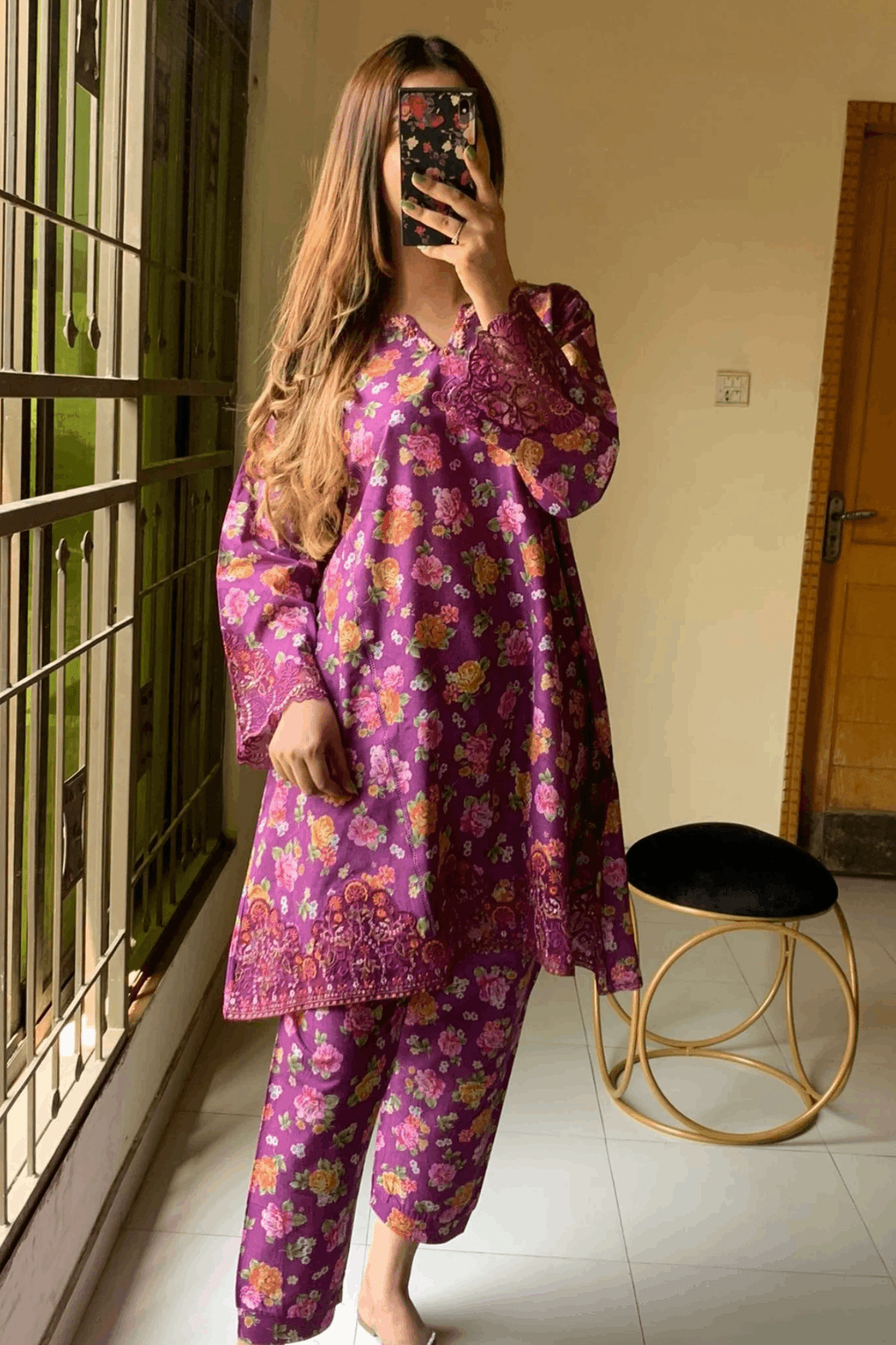 B.K Clothings New digital lawn A Line style floral print  Summer Season For Girls