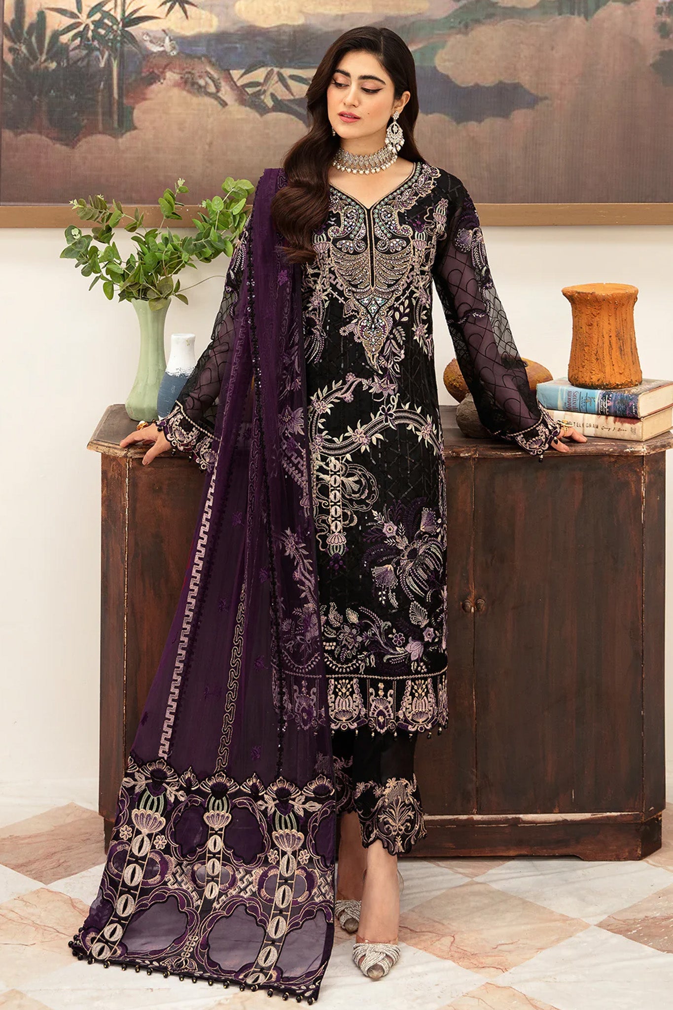 Minhal by Ramsha Unstitched 3 Piece Formals Vol-10 Collection'2025-M-1006