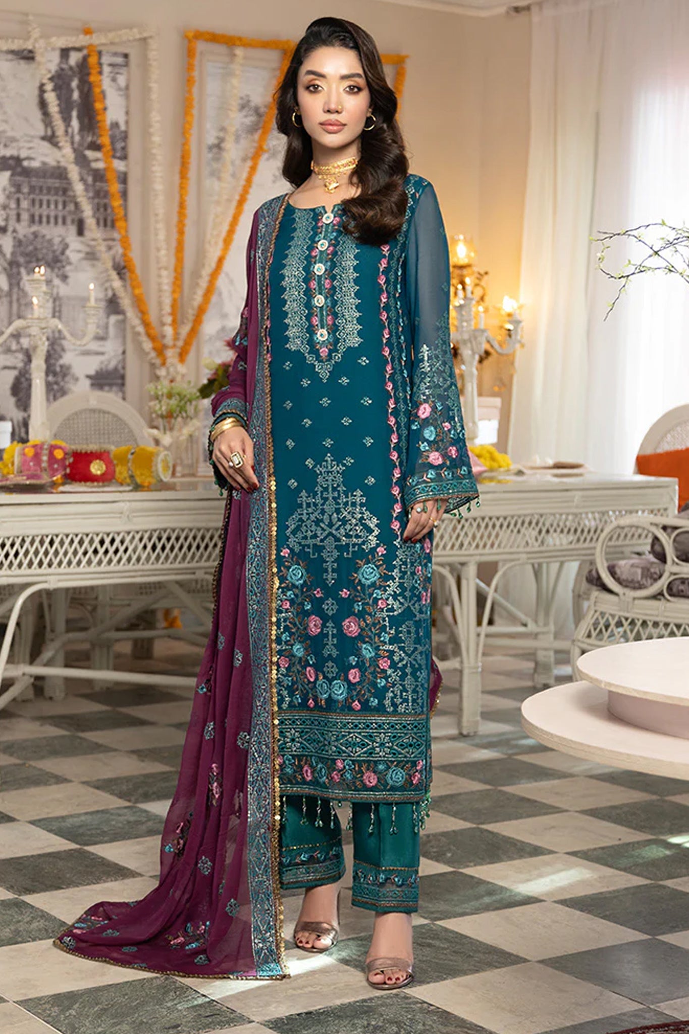 Shagun By Imrozia Serene Unstitched 3 Piece Luxury Formals Suit-M-110-Hinaaya