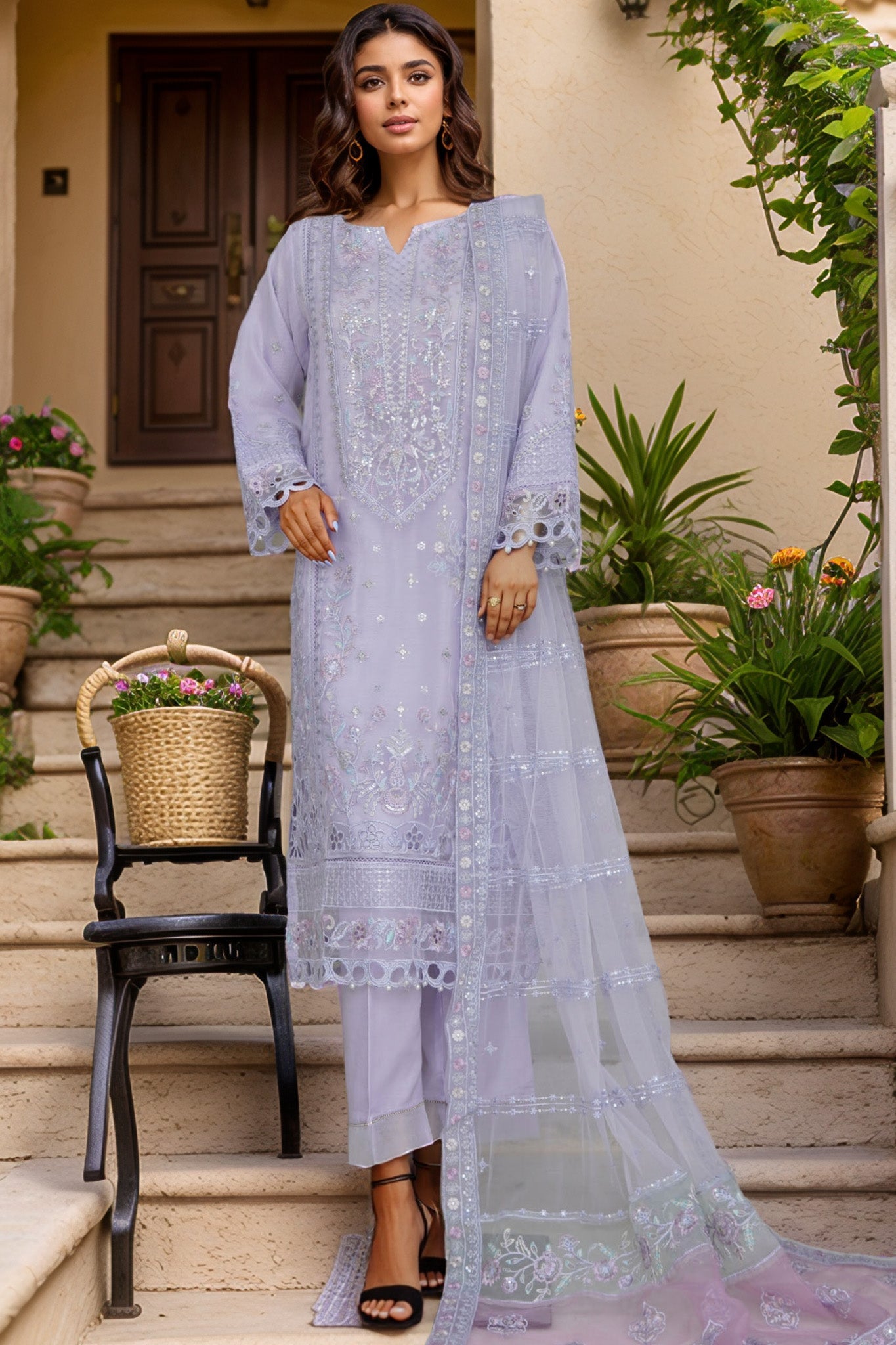 Mahpara by Sada Bahar Stitched 3 Piece Festive Formals Vol-17 Collection'2025-AQ-24-LILAC