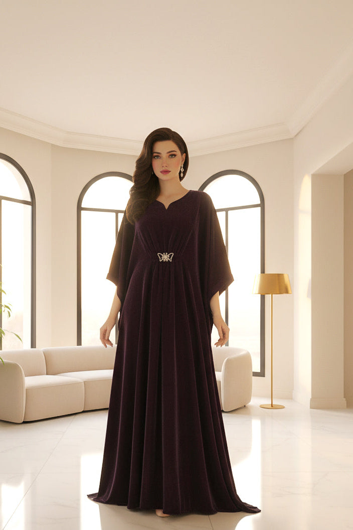 Veloria By Dressline Velvet Kaftan Winter Collection'2025-veloria-stitched-velvet-wine