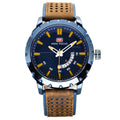 Mini Focus Brown Leather Strap Blue Dial Quartz Watch for Gents - MF0150G-02