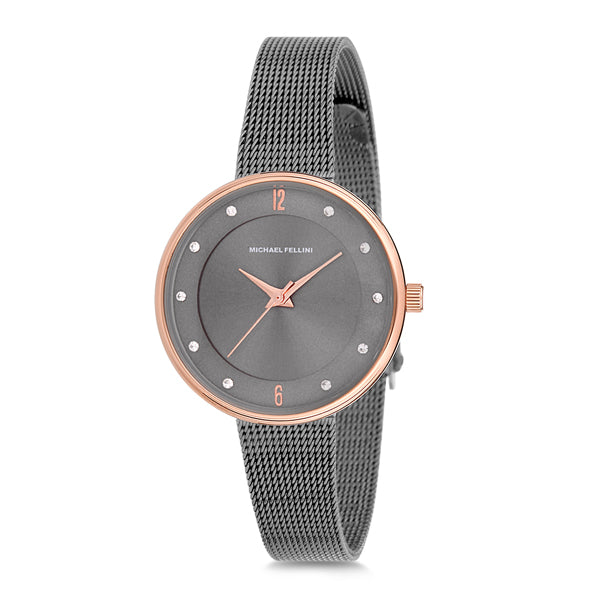 Michael Fellini Grey Mesh Bracelet Grey Dial Quartz Watch for Ladies - MF1130-3