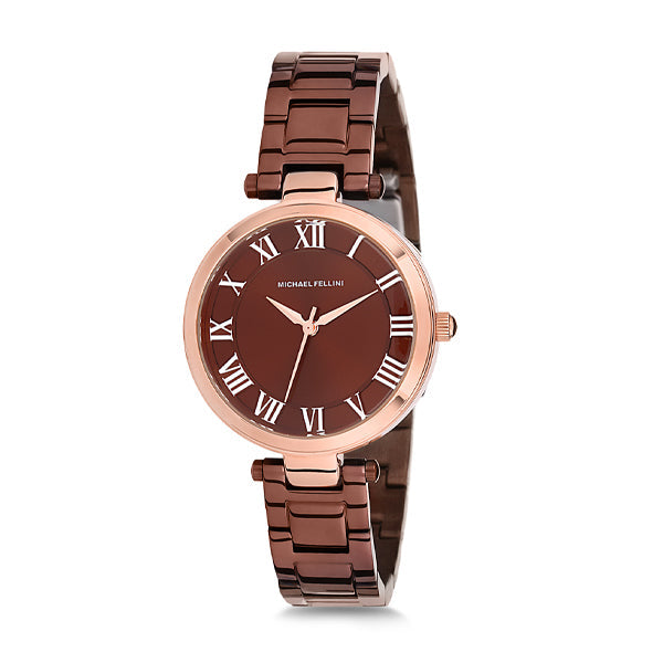 Michael Fellini Brown Stainless Steel Brown Dial Quartz Watch for Ladies - MF1136-5
