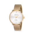 Michael Fellini Gold Mesh Bracelet Silver Dial Quartz Watch for Ladies - MF2141-3