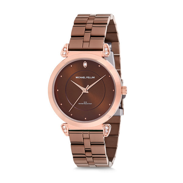 Michael Fellini Brown Stainless Steel Brown Dial Quartz Watch for Ladies - MF2177-6