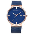 Mini Focus Blue Mesh Bracelet Blue Dial Quartz Watch for Gents - MF0181G-04