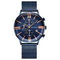 Mini Focus Blue Mesh Bracelet Blue Dial Chronograph Quartz Watch for Gents - MF0236G-04