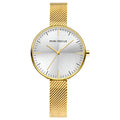Mini Focus Gold Mesh Bracelet Silver Dial Quartz Watch for Ladies - MF0275L-05