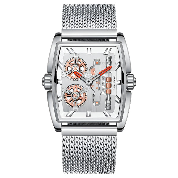 Mini Focus Silver Mesh Bracelet Silver Dial Quartz Watch for Gents - MF0322G-05