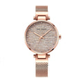 Mini Focus Rose Gold Mesh Bracelet Rose Gold Silk Dial Quartz Watch for Ladies - MF0328L-03