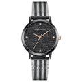 Mini Focus Two-tone Mesh Bracelet Black Silk Dial Quartz Watch for Ladies - MF0329L-05