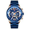 Mini Focus Blue Stainless Steel Blue Dial Chronograph Quartz Watch for Gents - MF0336G-02