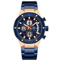 Mini Focus Blue Stainless Steel Blue Dial Chronograph Quartz Watch for Gents - MF0397G-03