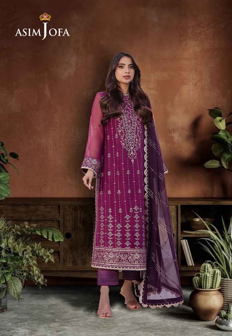 Asim Jofa Dhanak Rang Ajcf-19 Embroidered Chiffon 3 Pcs