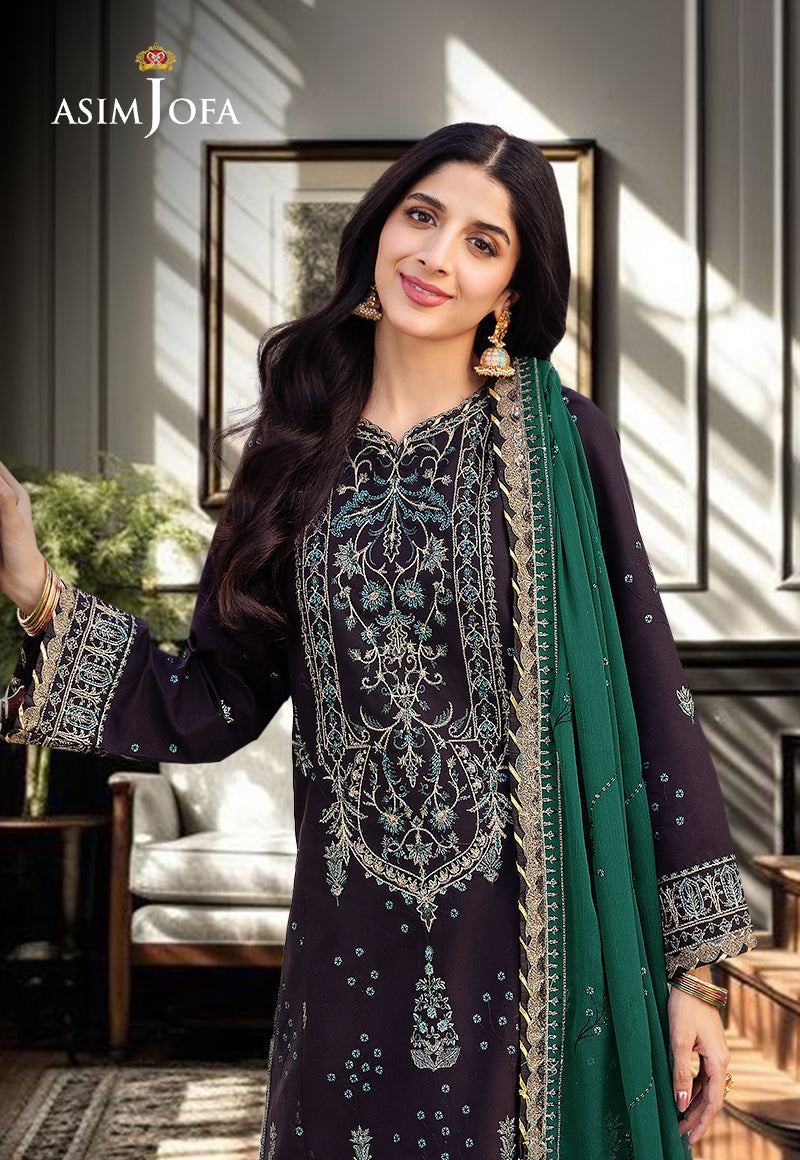 Asim Jofa Dhanak Rang Ajcf-21 Embroidered Boski Silk 3 Pcs