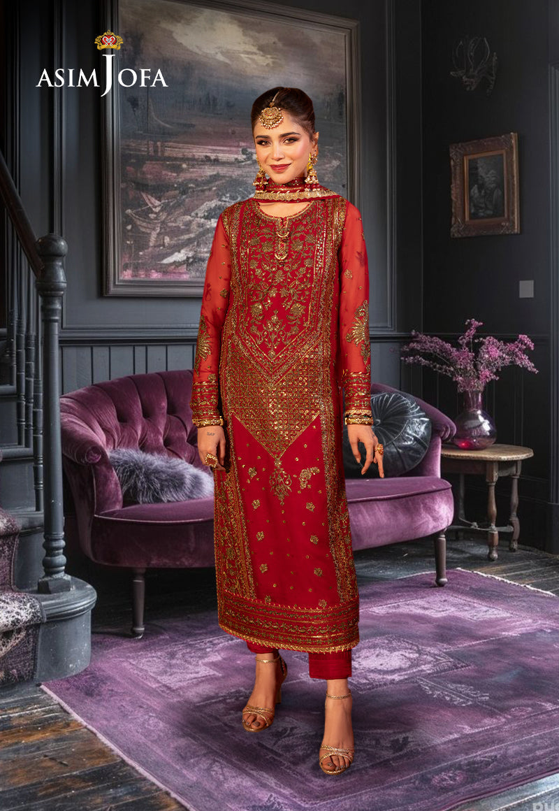 Asim Jofa Chamak Damak Pret Ajcdp-13 Embroidered Chiffon Stitched 3 Pcs