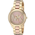 Michael Kors Slim Runway Two-tone Stainless Steel Rose Gold Dial Quartz Watch for Ladies - MK-3650