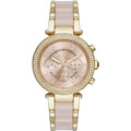 Michael Kors Parker Two-tone Stainless Steel Pink Dial Chronograph Quartz Watch for Ladies - MK-6326