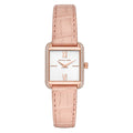 Michael Kors Lake Two Hand Pink Leather Strap White Dial Quartz Watch for Ladies - MK-2763