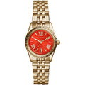 Michael Kors Lexington Gold Stainless Steel Orange Dial Quartz Watch for Ladies - MK-3284