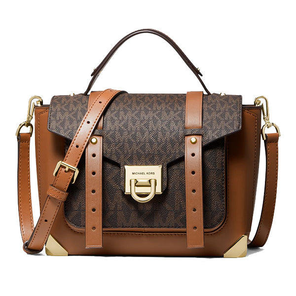 Michael Kors Manhattan Medium Leather and Logo Satchel - 35F1GNCS6V