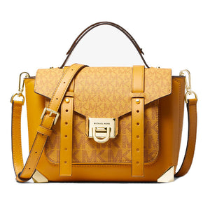 Michael Kors Manhattan Medium Leather and Logo Satchel - 35F1GNCS6V
