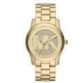 Michael Kors Slim Runway Gold Stainless Steel Gold Dial Quartz Watch for Ladies - MK-5852