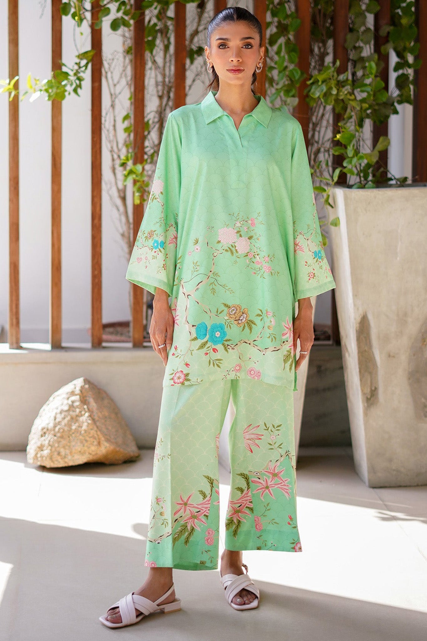 Print Edit By Sahar Unstitched 2 Piece Marina Fall Suit-MT-06