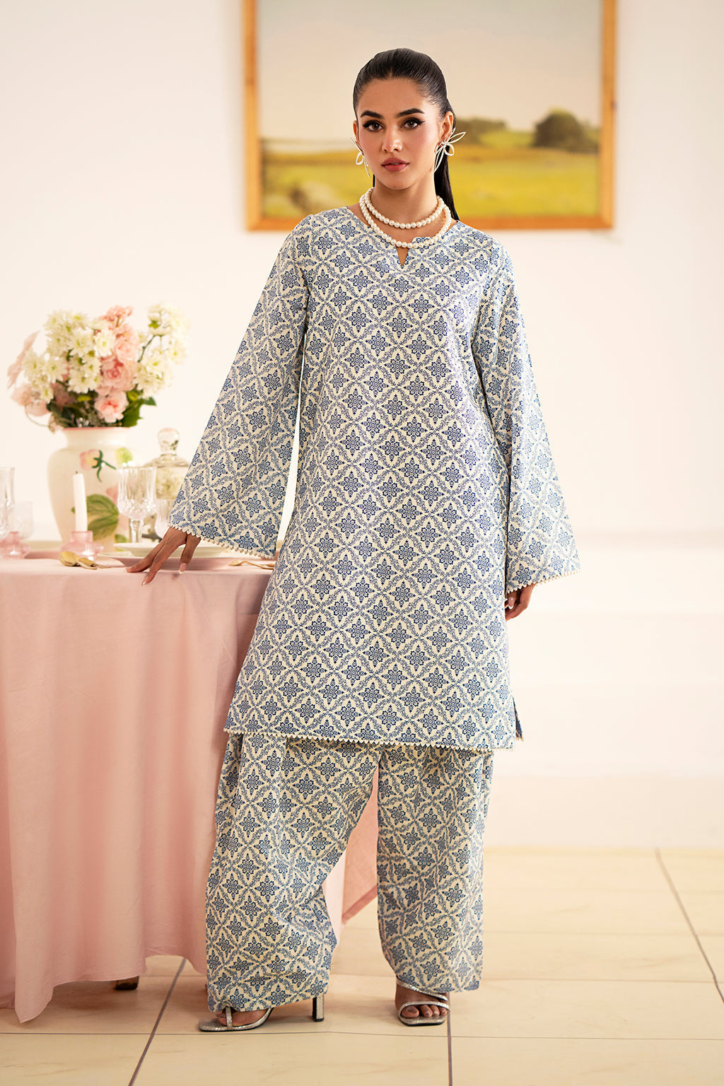 Fleur Co Ords By Sheenora Stitched 2 Piece Lawn Silk Collection'2024-Sky Glow