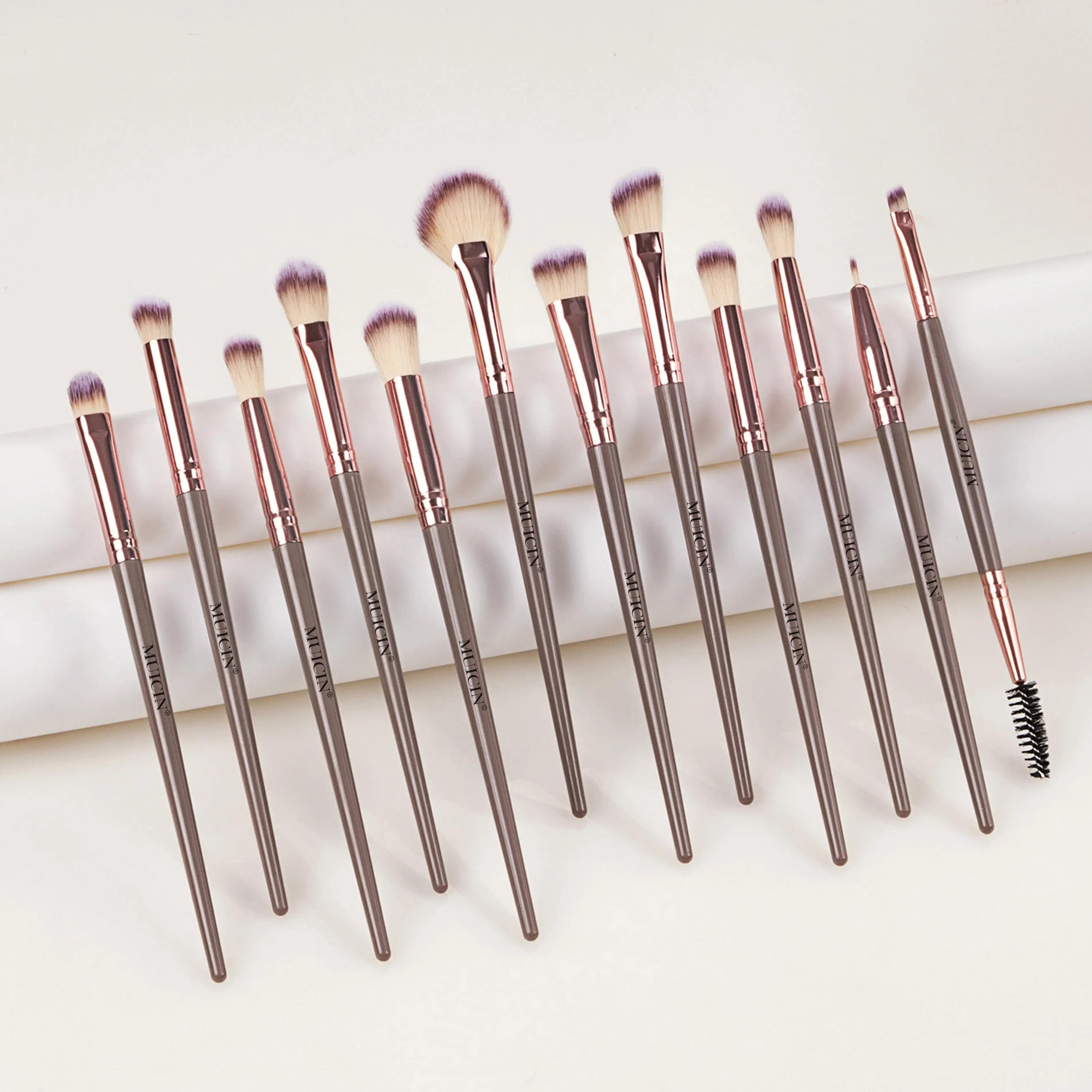 MUICIN - 12 Pieces Complete Vegan Eyebrush Set With Pouch - My Store