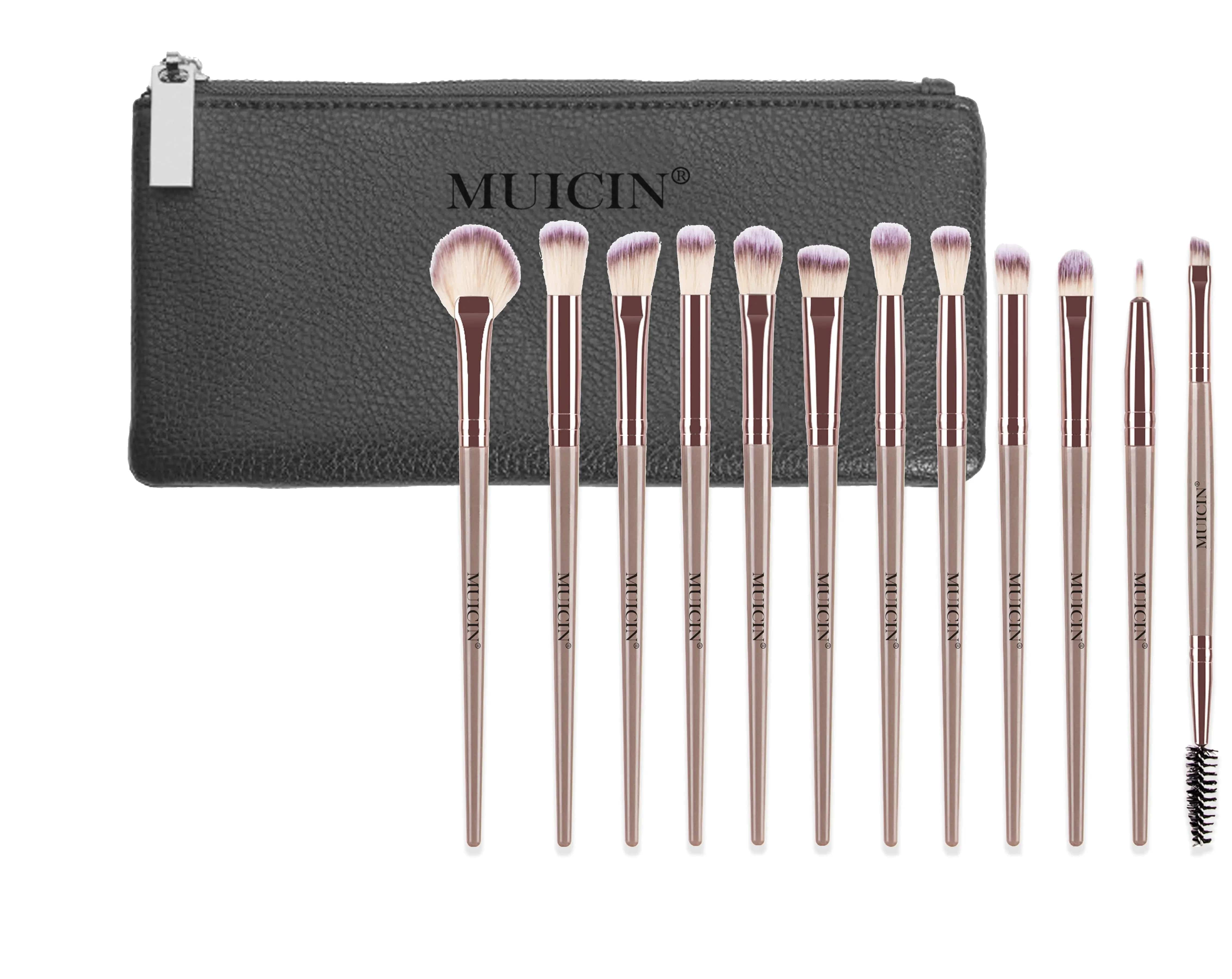 MUICIN - 12 Pieces Complete Vegan Eyebrush Set With Pouch - My Store
