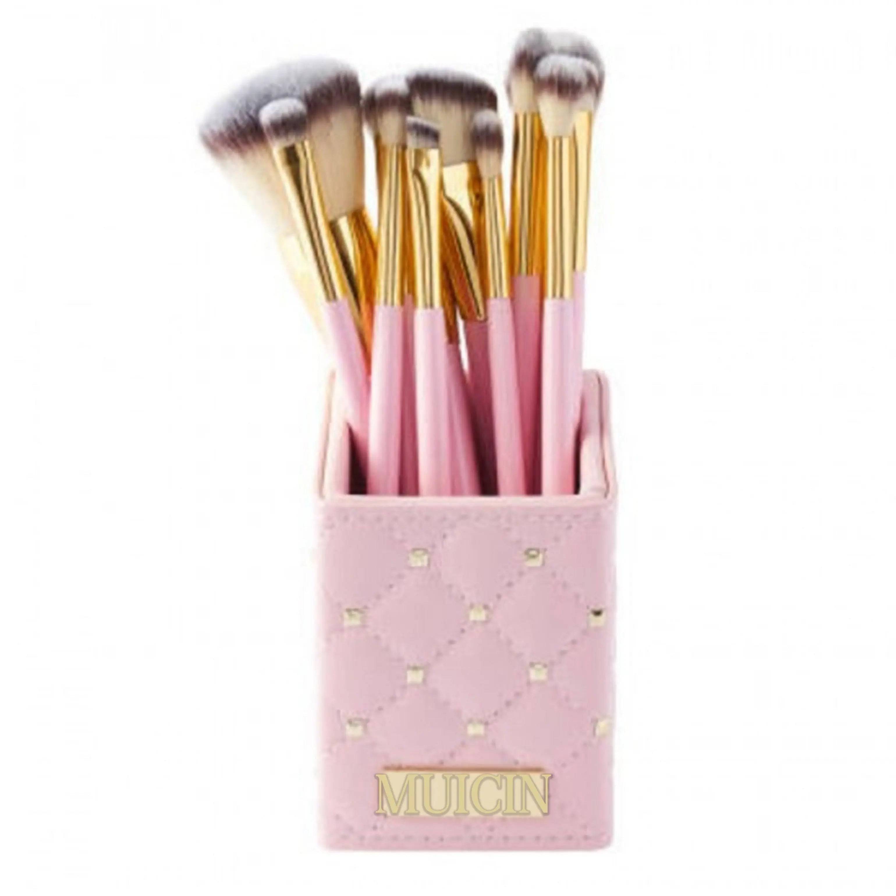 MUICIN - Natural Hair 12 Pieces Pink Studded Makeup Brushes Set - My Store