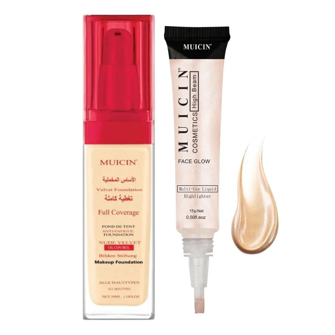 MUICIN - Nude Velvet Foundation & Face Glow Highlighter - My Store