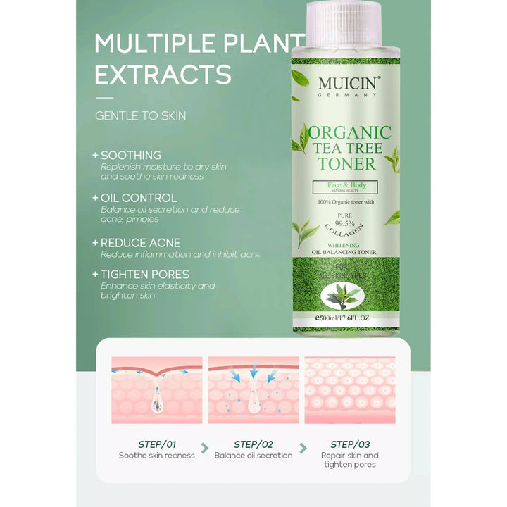 MUICIN - Organic Tea Tree Hydrating & Moisture Toner - 500ml - My Store