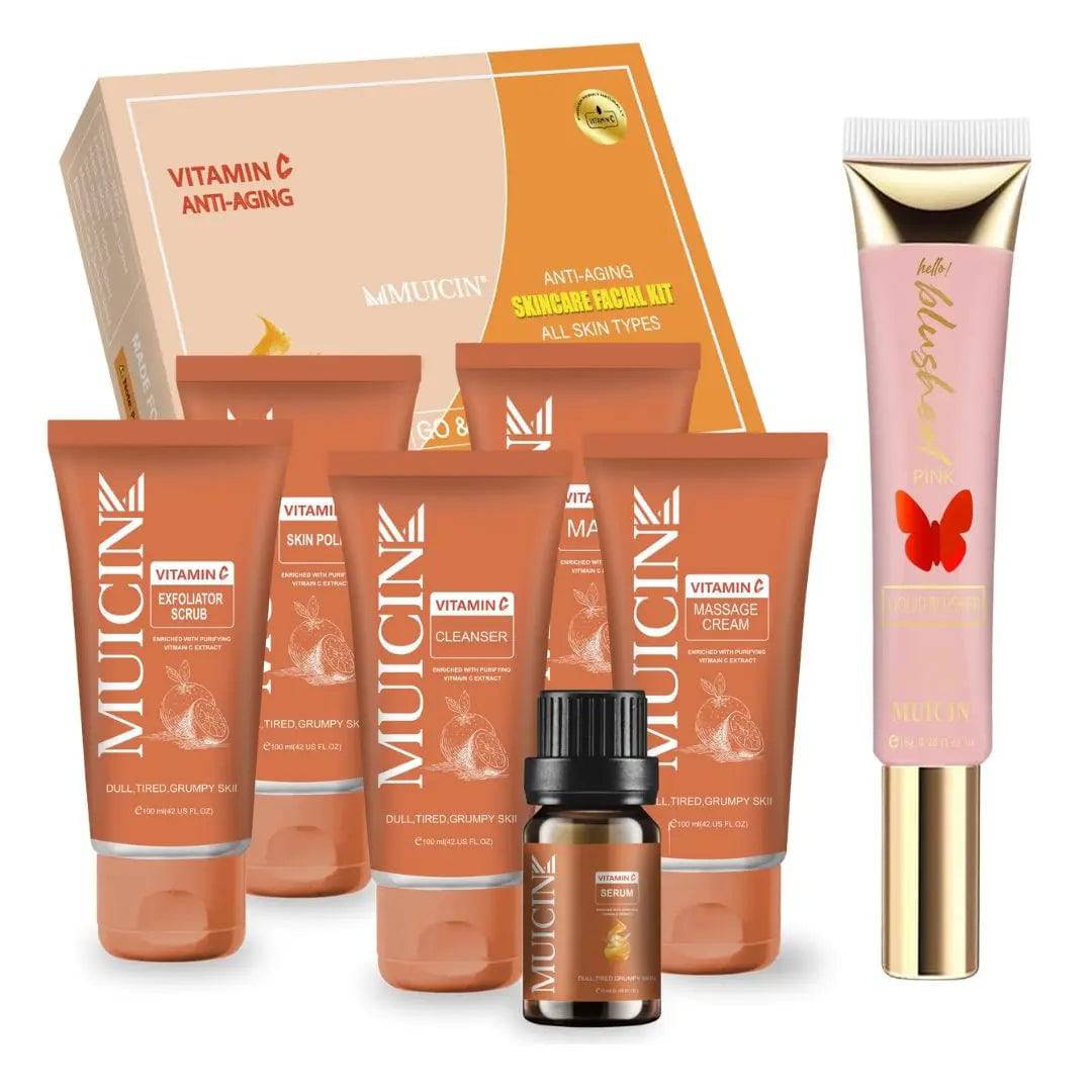 MUICIN - Vitamin C Go & Glow Facial Kit & Pink Blusher Tube - My Store