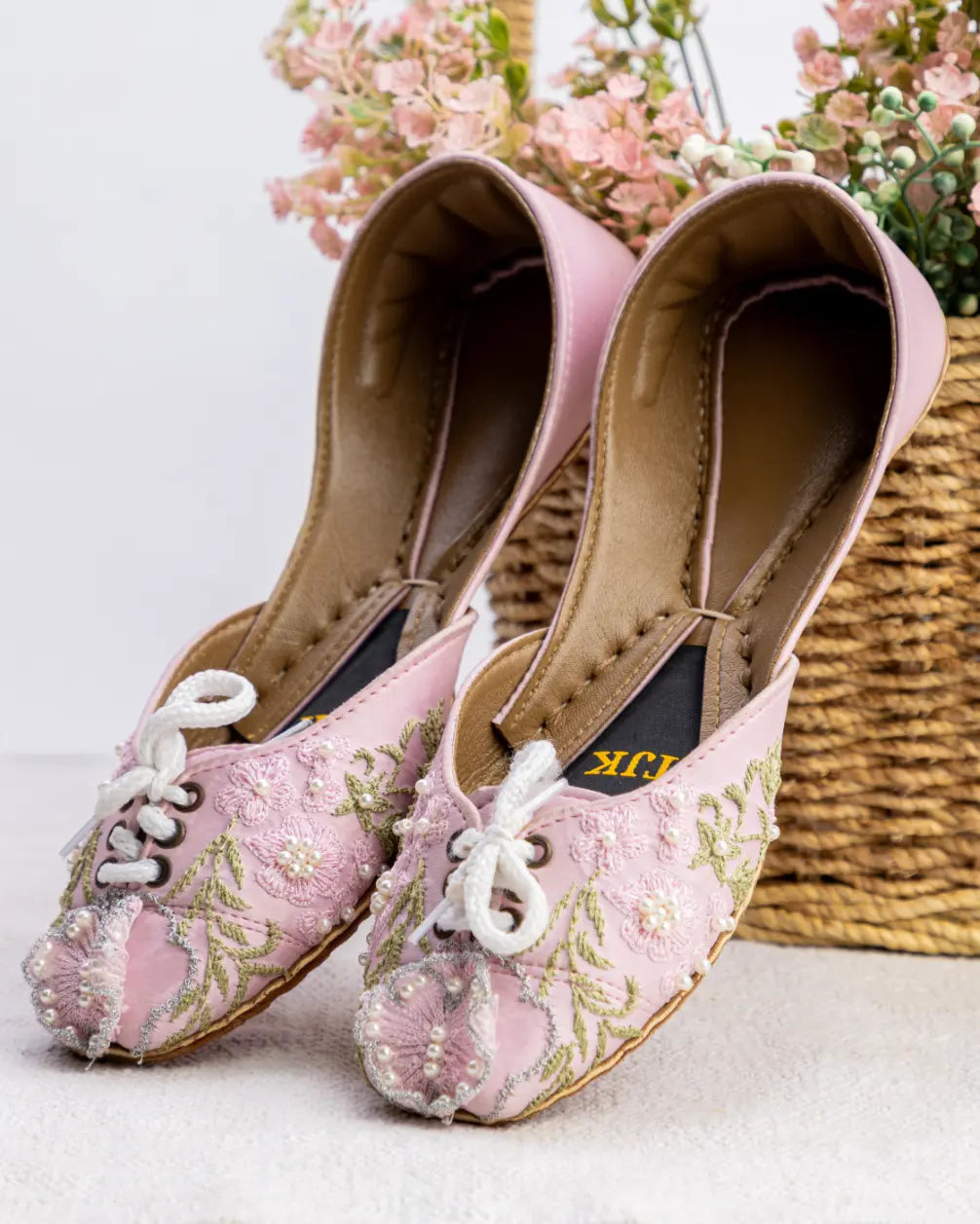 TJK Designs Khussa Suit-RosÃƒÂ© Pearl Khussa