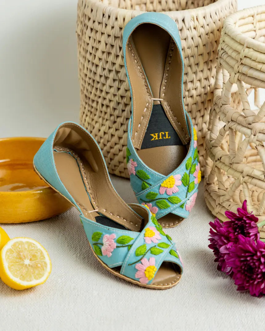 TJK Designs Khussa Suit-Pastel Garden Khussa