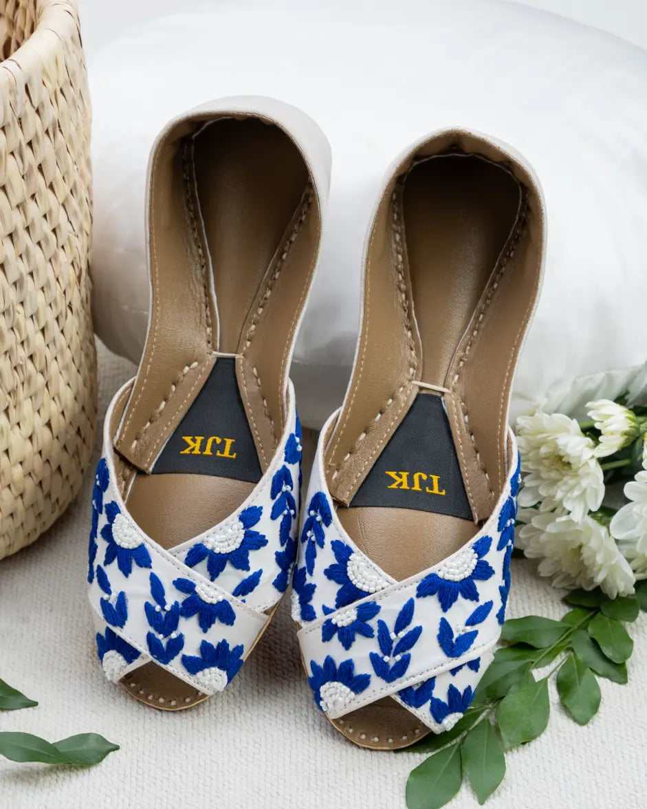 TJK Designs Khussa Suit-Royal Blue Daisy Khussa