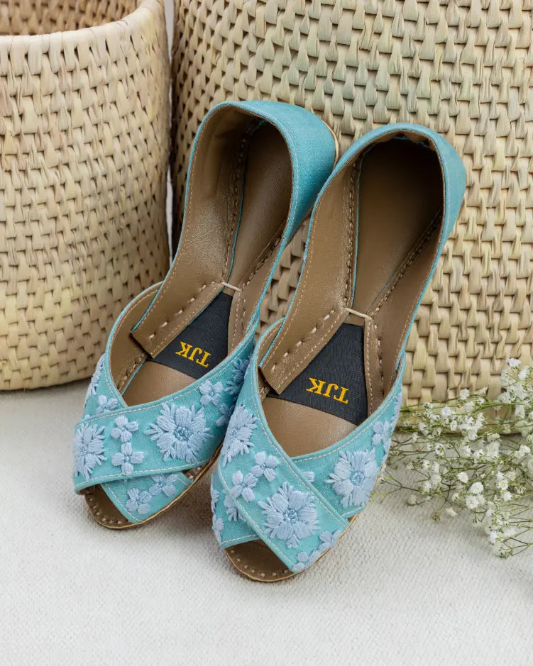 TJK Designs Khussa Suit-Celeste Bloom Khussa