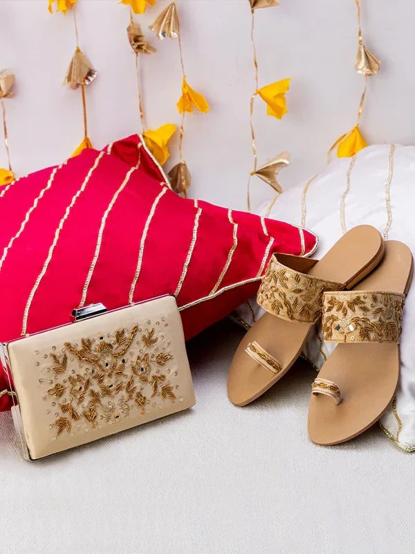 TJK Designs Kolapuri Suit-Nural Royale Kolhapuri with Clutch