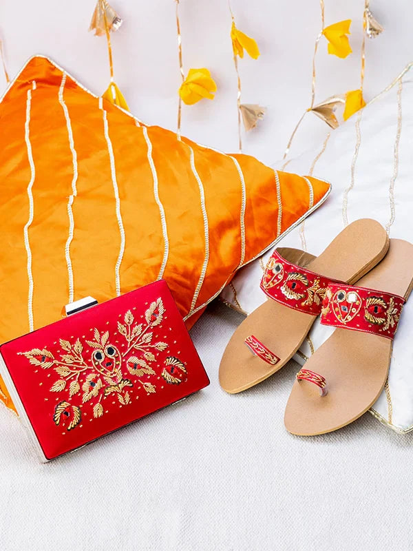 TJK Designs Kolapuri Suit-Fadil Kolhapuri with Clutch