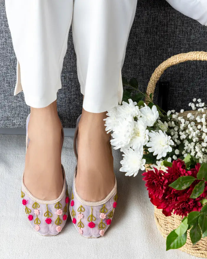 TJK Designs Khussa Suit-Blush Petal