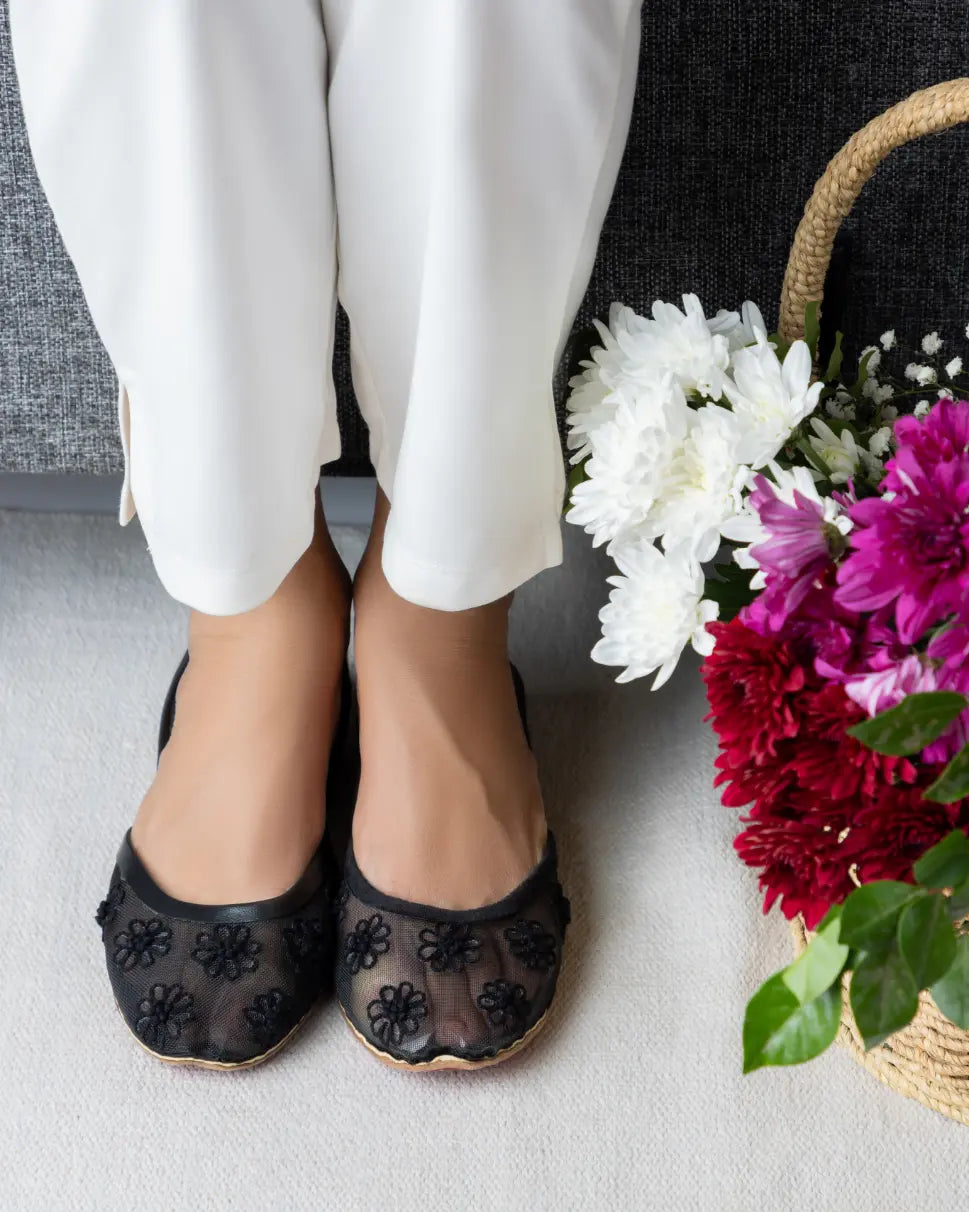 TJK Designs Khussa Suit-Noir Fleur