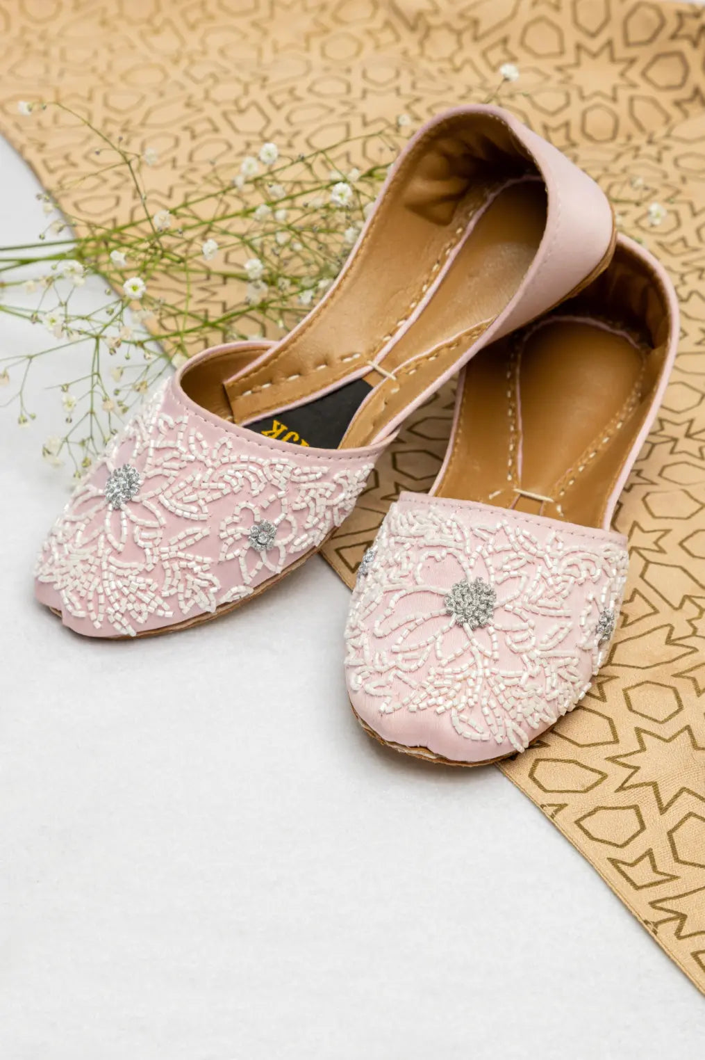 TJK Designs Khussa Suit-Peach Petal