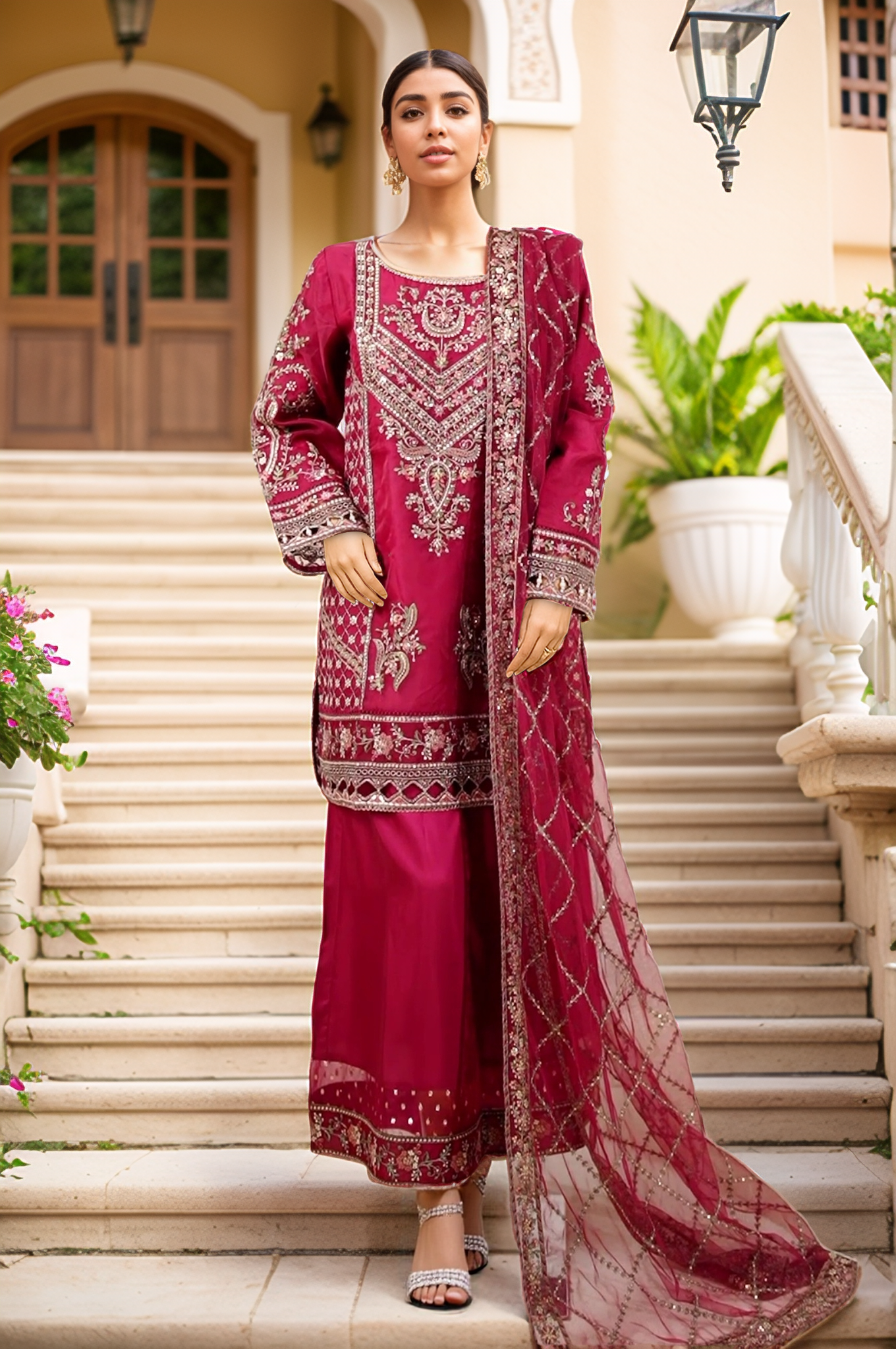 Mahpara by Sada Bahar Stitched 3 Piece Festive Formals Vol-16 Collection'2025-B-30-Maroon