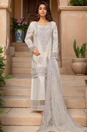 Mahpara by Sada Bahar Stitched 3 Piece Festive Formals Vol-16 Collection'2025-B-30-Off White