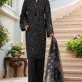 Majestic By HZ Stitched 3 Piece Emb Silk Collection'2025-RRE-116-Black