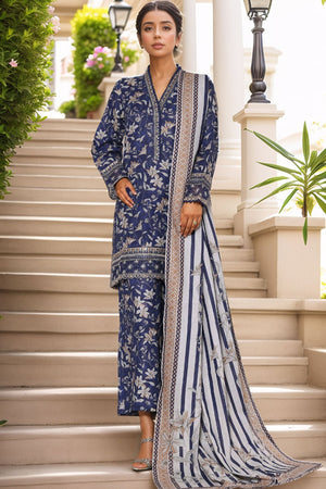 Malika By Sada Bahar Stitched 3 Piece Cutwork Khaddar Vol-01 Collection'2025-5787-Blue